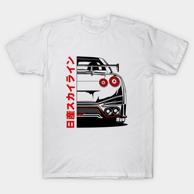 Nissan GTR R35 Black Print T-Shirt by cturs